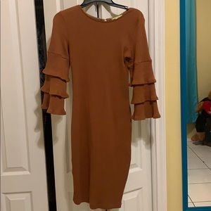 Ruffle sleeve sweater dress